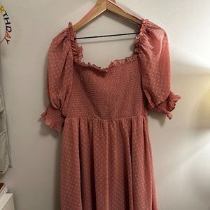 Altar'd State Clipdot Mini Dress Pink